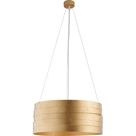Sospensione ferro laccato bianco con decorazione oro antico e cavi acciaio regolabili 3 luci (1/3)