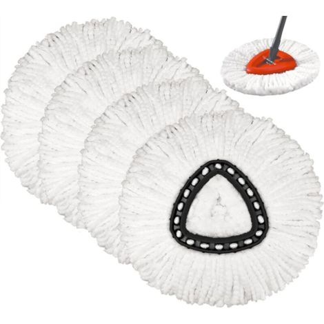 Confezione da 4 testine per mocio rotanti, compatibili con il mocio Vileda O-Cedar Spin Mop, testina per mocio, facile pulizia, confezioni di ricambio, testine in microfibra, rotazione a 360 gradi - C