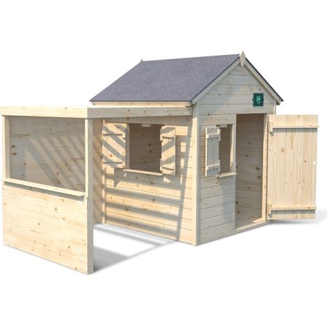 SOULET - Casita de Madera Infantil con Pérgola Alpaga 140x120x145 cm - Casita de Jardín para Niños Personalizable - Madera Natural - Fácil Montaje (1/4)