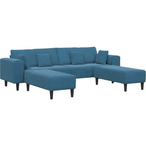 Sofa 3 pcs Blue 250 x 188 x 76 cm Velvet vidaXL