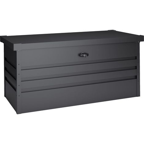 Hoggar – Coffre de jardin en métal 450 L – Dimensions 120x61x62cm – Serrure de sécurité – Ouverture facile par vérins à gaz (1/5)
