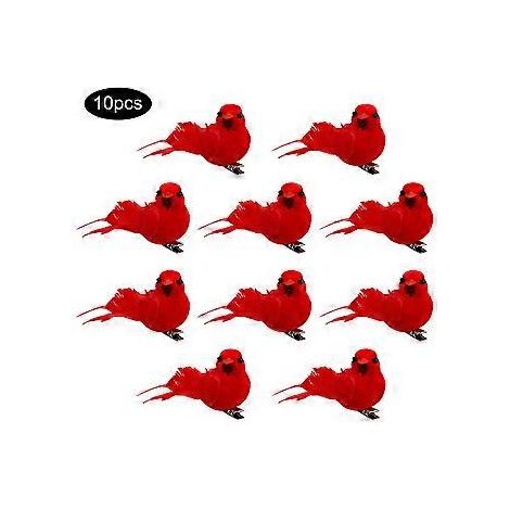 Oiseau artificiel rouge-gorge, cardinal rouge à pince, décoration de sapin de Noël, mini poussins de Pâques, kits de bricolage d'oiseaux pour sapin, maison, jardin, fête (1/5)