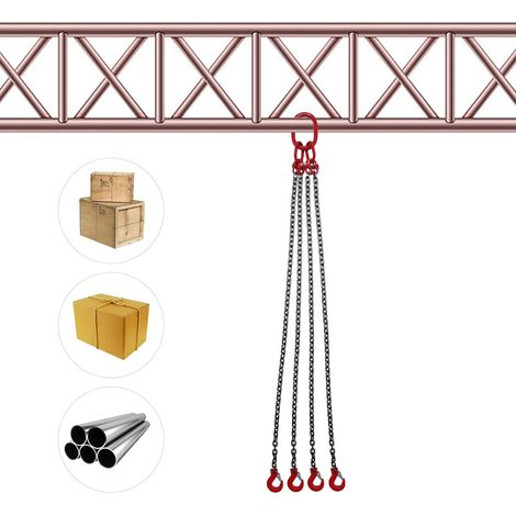 Hebezeug Kettengehänge 4 Strang Anschlagkette Hebewerkzeug G80 Alloy Steel Chains 5T Tragfähigkeit Schwerlastkette Hebeschlinge 1.5m Länge (1/5)