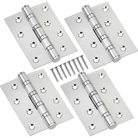 4 Pcs Charniere Inox Exterieur, Les Charnières D'armoire avec des Vis Conviennent pour Connecter des Portes en Bois, des Portes en Fer et des Meubles 75 x 100 mm, Argent (1/5)