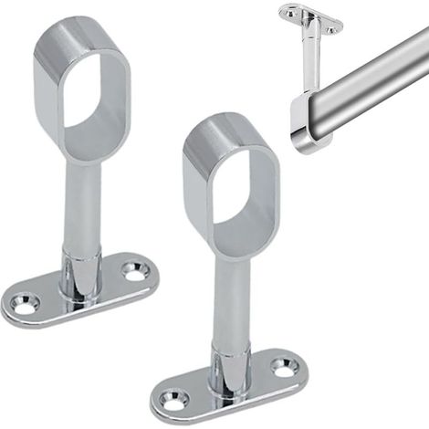 Set aus 2 ovalen, mittigen Kleiderstangenhalterungen, Rundrohren/Kleiderschrankdecke (1/5)
