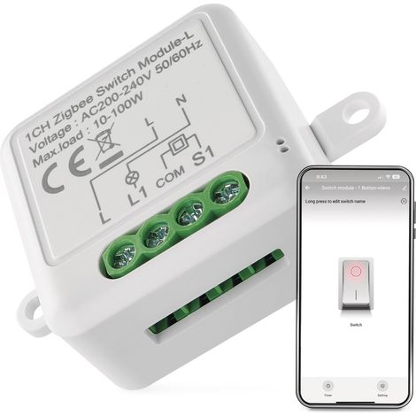 Module d'interrupteur Smart Home avec application - ZigBee - Pour interrupteur unique - Interrupteur relais encastré pour commande à distance - Commande vocale (1/5)