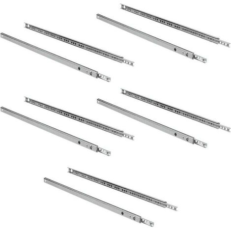 Juego de 5 pares (10 piezas) de guías para cajones con rodamientos de bolas, pieza de extensión de 17 mm x 214 mm.