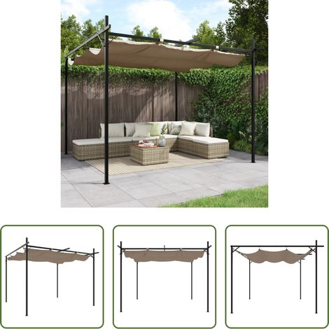 vidaXL Toit rétractable - Pergola avec toit rétractable taupe 295x292x230 cm (1/5)