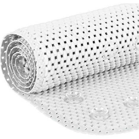 Tapis De Baignoire - Antidérapant Avec Ventouses - Trou D Évacuation - Mousse Souple - Lavable En Machine - Blanc - 91 x 43 cm - 1 Pièce