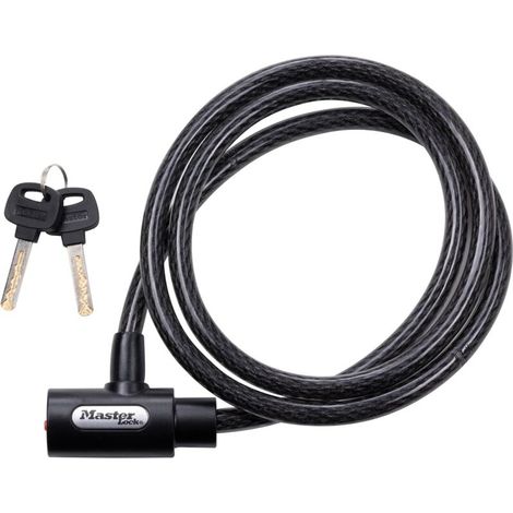Antivol de vélo en fil d'acier avec clé, 1,5 mètre de long, noir-AquaForge (1/5)