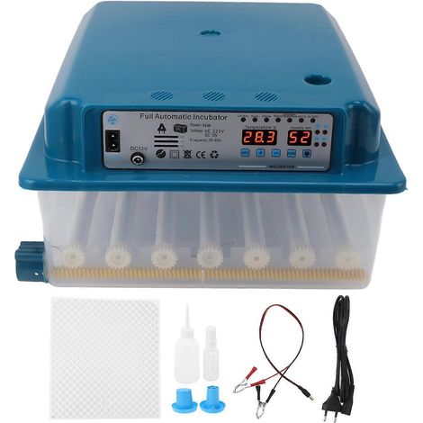 Digitaler ABS-Geflügelbrutapparat für 36 Eier mit automatischer Temperaturregelung, dualem Stromsystem für Hühner, Gänse und Enten, blau, EU-Stecker 25