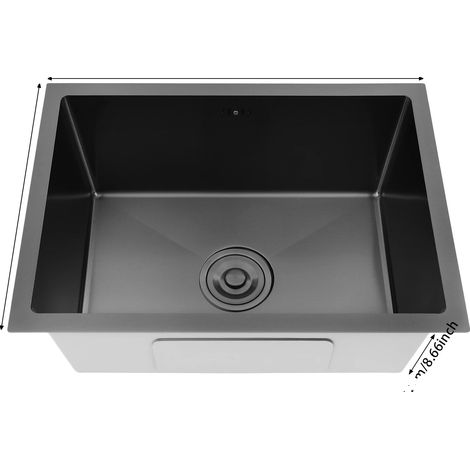 Évier de cuisine, matériau en acier inoxydable, design à un bol, Noir 55 40cm (1/2)