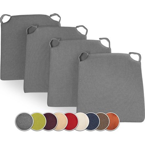 Lot de 4 Coussins de Chaise Trapèze avec, Mousse RG 25/44, Intérieur Extérieur, Gris (1/5)