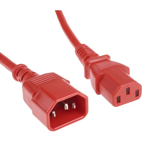 Câble d'alimentation, Rouge, Connecteur C13, IEC vers C14, CEI, 5m ( Prix pour 1 ) (1/3)