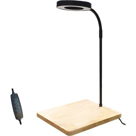 Lámpara LED para acuario, Iluminación para acuarios, Iluminación tricolor, Restaura el color, Base de madera de roble, Color madera, negro (1/5)
