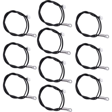 NTC 10K B3435 Temperaturfühler, 10er-Packung mit Thermistorsensoren mit gecrimptem Rundstecker, 500 mm Kabel, Ösenfühler für präzise Messung (1/5)