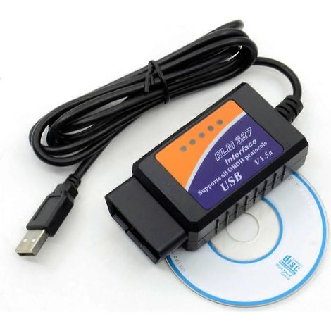 Outil de diagnostic automobile OBDII USB ELM327 pour ordinateur portable/PC (noir) (1/2)