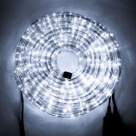 Wisdom tubo luminoso di Natale 50 metri a led bianco ghiaccio professionale con 8 giochi di luce per interno ed esterno Bianco Ghiaccio 50 metri (1/5)