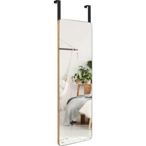 Miroir mural, miroir de porte avec 2 crochets et coins arrondis, miroir suspendu (1/5)