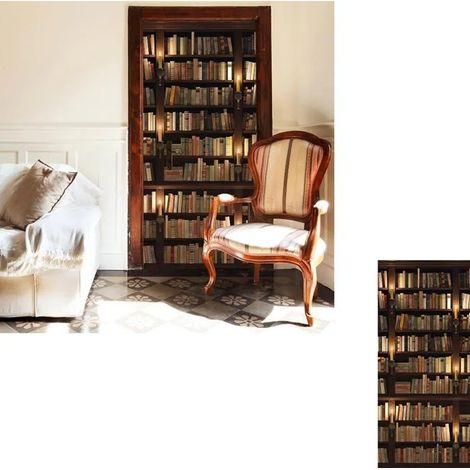 PORTE PHOTO Papier Peint Porte Bibliothèque 77x200cm Photo Mural étagère à Livres château Vieux Antique Bougies séjour Wallpaper (1/5)