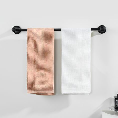 Auralum Max Toallero de acero inoxidable, toallero vintage, toallero de baño, baño 62 cm, toallero de ducha de diseño antiguo, montado en la pared, negro (1/4)