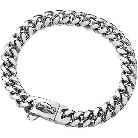 GENERIC-Collier pour Chien en Acier Inoxydable Robuste avec Boucle Sécurisée, Chaîne à Maillons Cubains de 14 mm pour Chiens de Petite, Moyenne et Grande Taille, 20inch