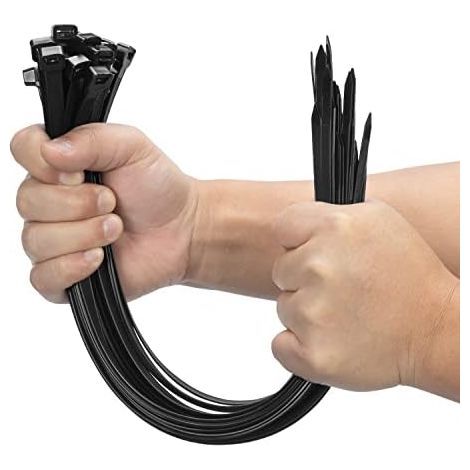 Pack of 100 heavy-duty black zip ties, 55.9 cm, 90.7 kg, extra long, UV resistant, for indoor and outdoor use, Black 7.6200 (8 inch) (1/5)
