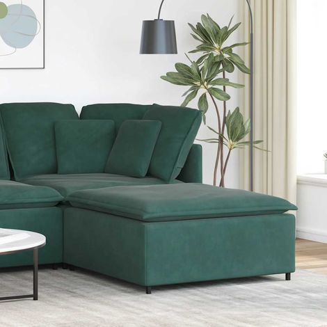 Modulares Sofa Fußhocker-Modul Dunkelgrün 100x100x48 cm vidaXL (1/5)