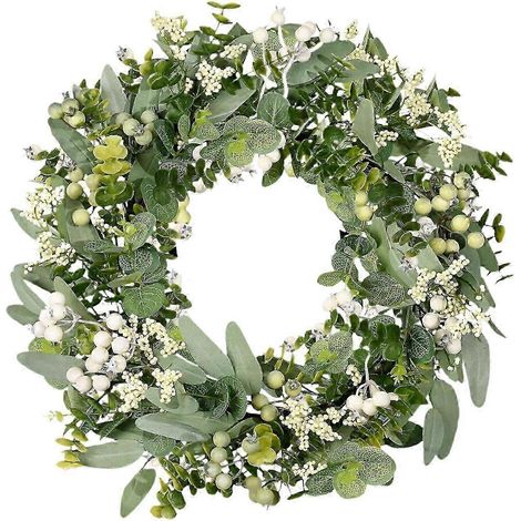 Couronne d'eucalyptus artificiel de 45 cm (18 pouces) pour accessoires de fête printanière (1/5)