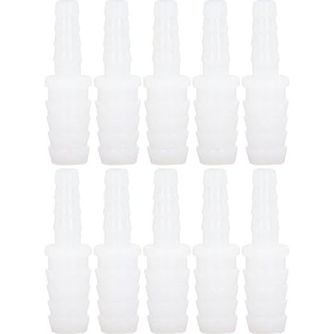 10 Pièces 6-10mm Raccord de Tuyau PP Tube en Plastique Joint de Tuyau Raccord de Tuyau Connecteur Barbe Réducteur Joint Droit à Travers le Kit de Jeu (Tête de conversion 6-10 mm) (1/5)