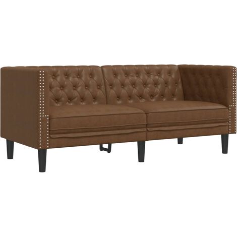 Canapé à 2 places,Sofa pour Salon,Banquette Chesterfield marron similicuir daim CFW239125 (1/5)