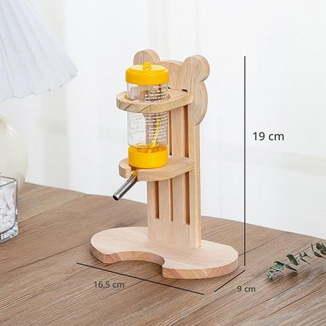 Hamster Bottle Set, Hamster Bottle and Bear Shaped Bottle Holder Made of Solid Wood, for Hamsters, Guinea Pigs and Chinchillas, for Drinking Water (80 ml) (1/4)