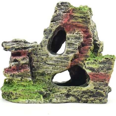 Ornement Aquarium - Rocher Artificiel avec Grotte - Paysage Montagneux pour Aquariophilie - 11 x 9 cm - 1 Pièce