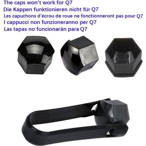 Lot de 20 Capuchons d'écrou de Roue 17mm, Cache-écrous de Boulon de Roue, Cache-écrous de Pneu Hexagonaux avec Ensemble d'outils de Démontage pour Voitures, Noir (1/3)
