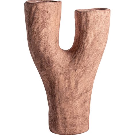 Vase contemporain en céramique brune forme irrégulière - Brun céramique profond (1/2)