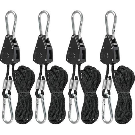 4 Pcs Cordes à cliquet avec Crochets pour Lampe ou Plantes, Corde de Crochet Réglable 200cm de long (2 Paire) (1/5)