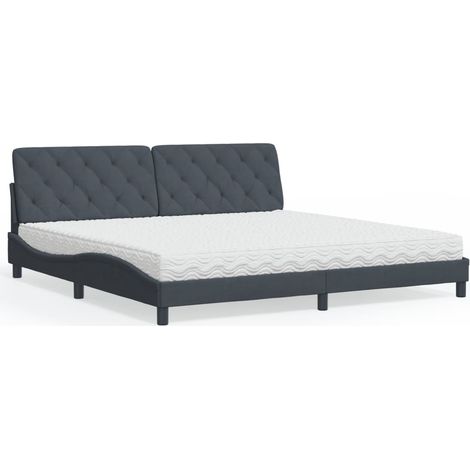 Bett mit Matratze Dunkelgrau 200x200 cm Samt (1/5)