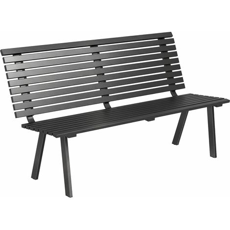 Gartenbank 3-Sitzer wetterfest Metall Outdoor Sitzbank mit breitem Sitz Lamellendesign, bis 240 kg 154 x 68 x 88 cm