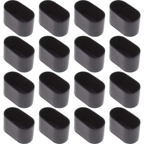 16 pcs Chaise Jambe Cap Chaise Jambe Protection Sol Protection Pied Caps pour Chaise Pliante Tube Ovale, en Plastique (Noir16 pièc (1/5)