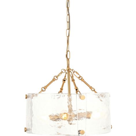 Endon Keller Suspension en laiton vieilli brossé et verre transparent texturé fait main, 4 ampoules E14 (1/5)