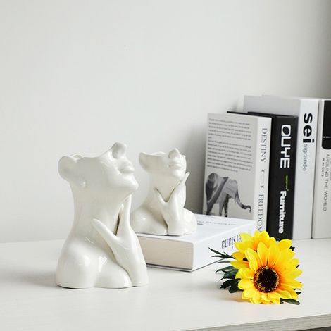 Minimalistische Keramikvase für Blumendekoration, großes Wohnzimmer, künstlerisches Stück (1/5)