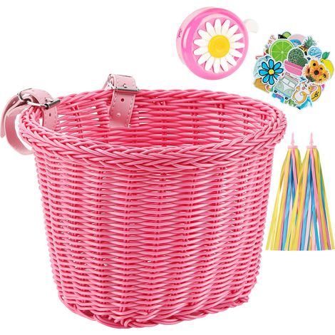 Cesta para bicicleta infantil, cesta para manillar de bicicleta infantil, cesta tejida a mano para niñas y niños.