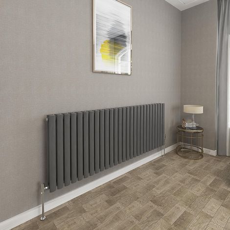 600x1593mm Anthracite Double Oval Column Radiator Horizontal Modern Central Heating Radiators