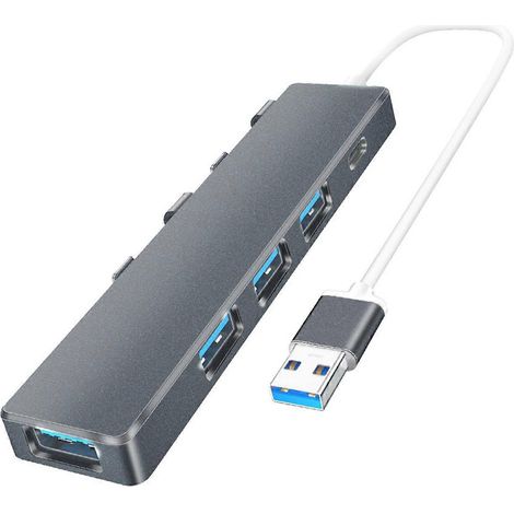 4-Port USB-C Hub USB 3.0 + 2.0 Multi-Port Aluminium Dockingstation für Laptop und PC.