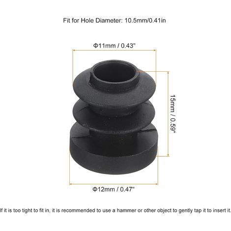 36 runde Kunststoff-Endkappen, schwarze Rohrendkappen, 12 mm (0,47 Zoll) für Möbelfüße, Rutschschutz für Stühle, Sofas, Tische und Regale (1/5)