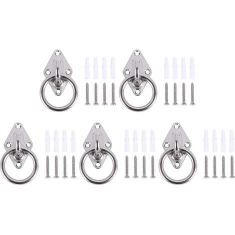 Set mit 5 Wand- oder Deckenbefestigungshaken (80 mm x 50 mm) mit rundem Edelstahlring – Halterung/Befestigung (1/4)