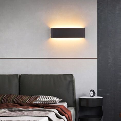 2 set di applique a LED per interni, luce bianca calda 3000K, per corridoi, in alluminio nero (1/3)