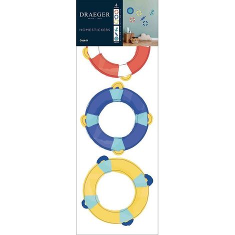 Sticker Mural Bouées Tricolores - Draeger Paris - Enfant - Multicolore - 20,5 x 20 cm