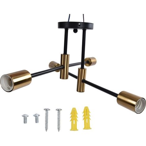 Plafonnier à 4 lumières, rotation à 360 °, réglable, en fer forgé, pour salle à manger, cuisine, bureau, 110-220V (1/5)