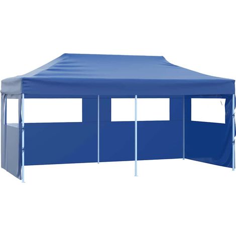 Tente de réception pliable avec 4 parois 3x6 m Acier Bleu (1/5)